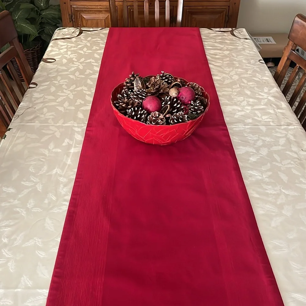 Elegant Red Table Runner.  Fully Lined. 88” x  19”